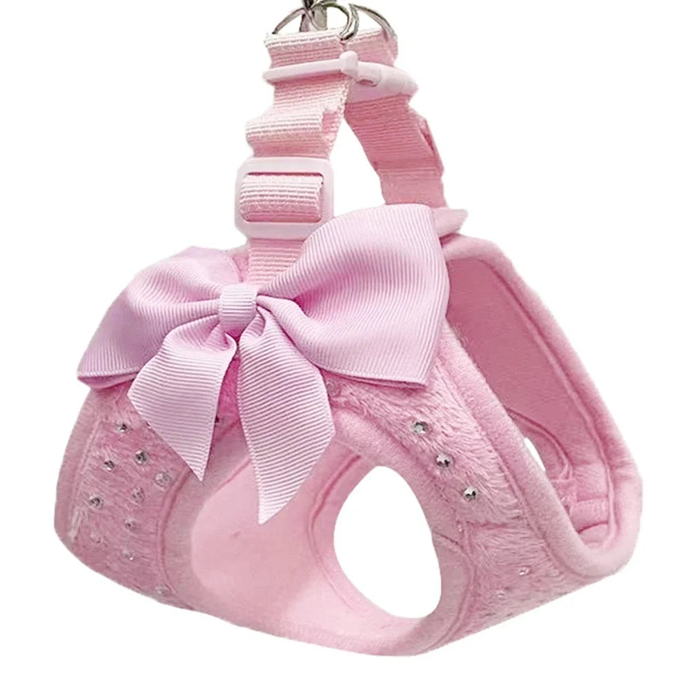 Soft Breathable Dog Harness with Diamond Decoration for Pets