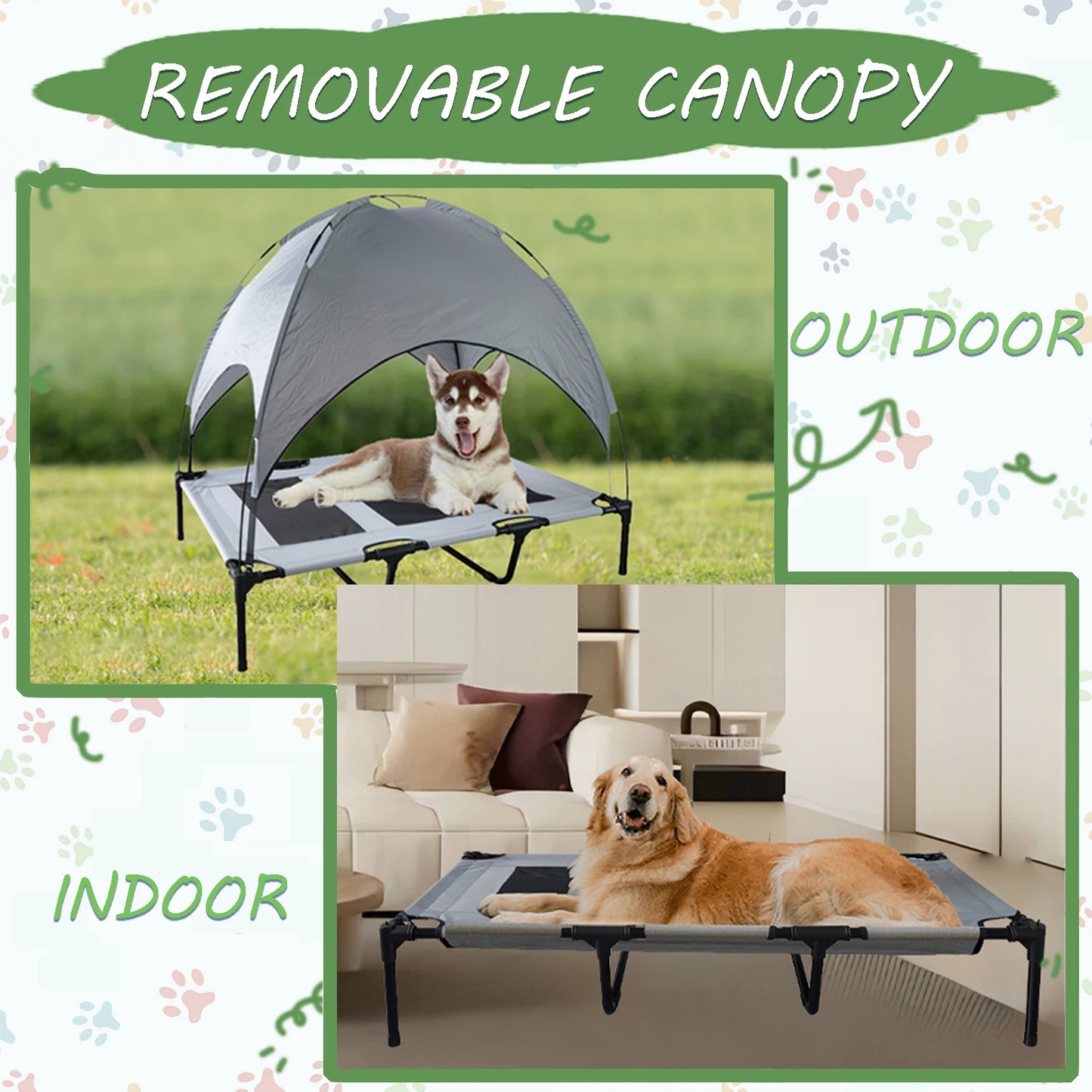 Shanghai Elevated Canopy Dog Bed With Anti Slip Fabric