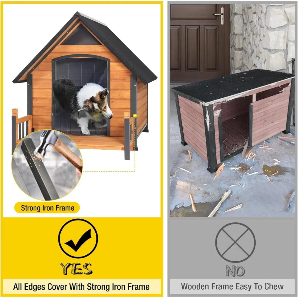 MKDK Outdoor Dog House Weatherproof Chew Proof Kennel