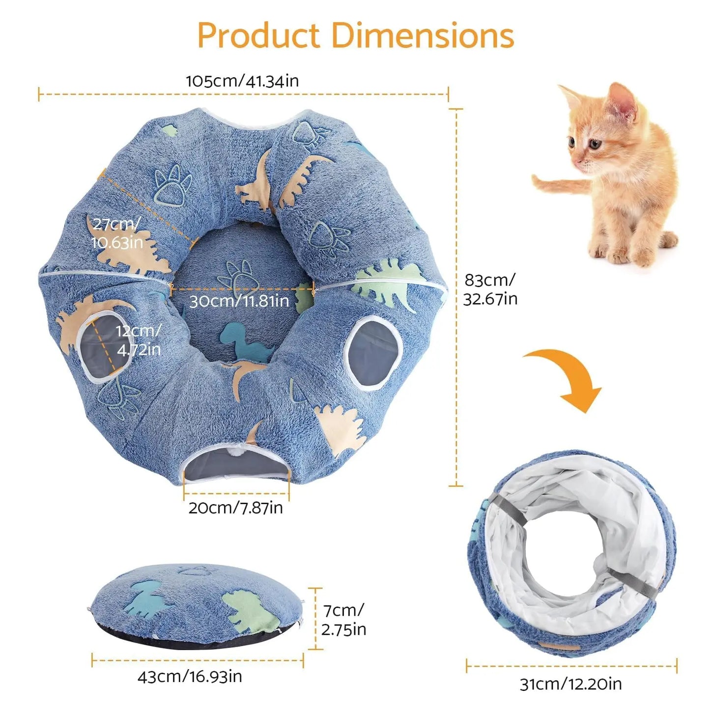 Hign Concerned Cat Tunnels 4 Entry Foldable Play System