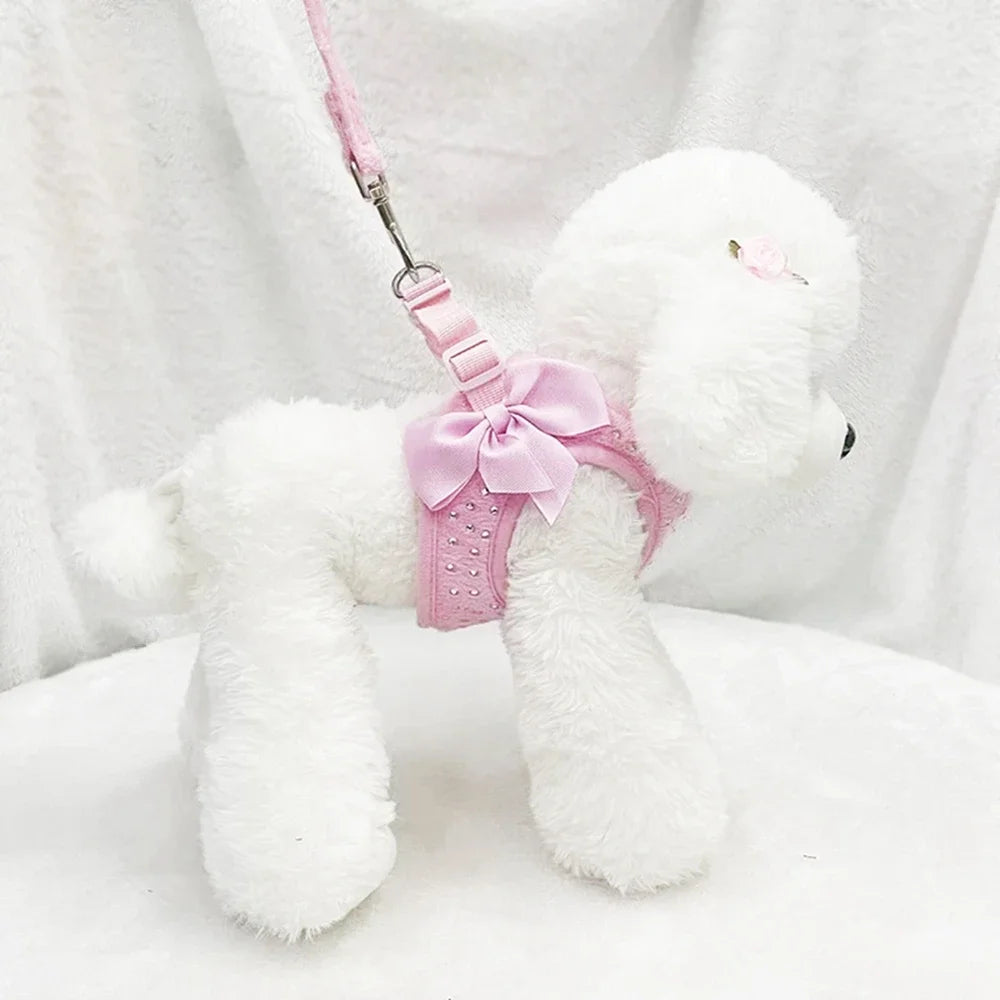 Soft Breathable Dog Harness with Diamond Decoration for Pets
