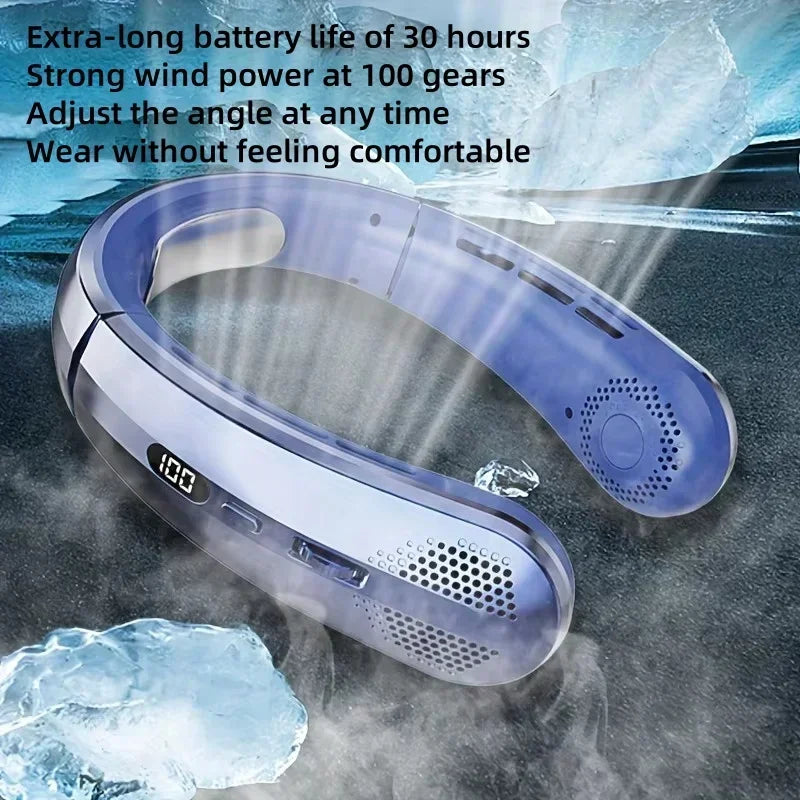 OEING 5000mAh Bladeless Neckband Fan With Digital Display