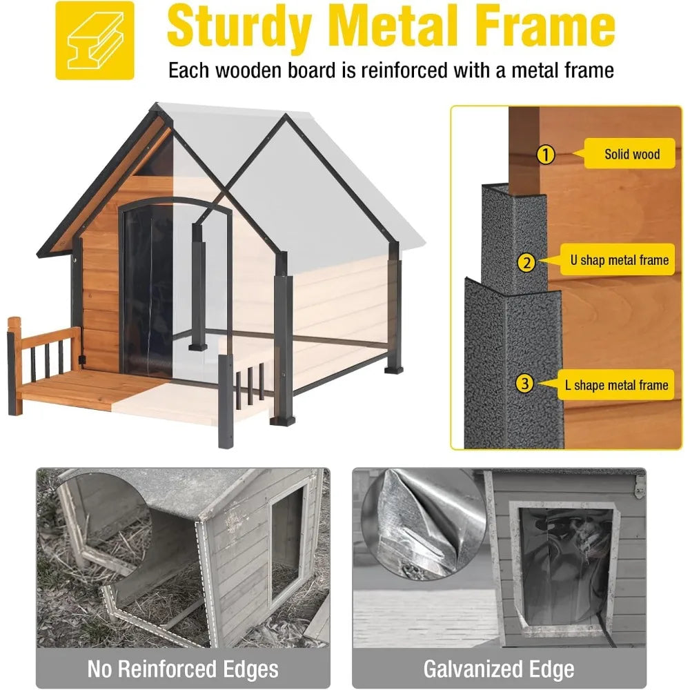MKDK Outdoor Dog House Weatherproof Chew Proof Kennel