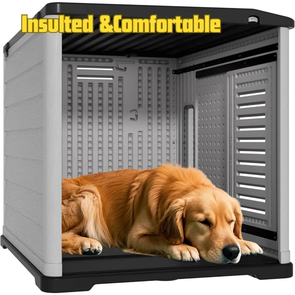 MKDK Durable Plastic Dog House Indoor Outdoor Insulated