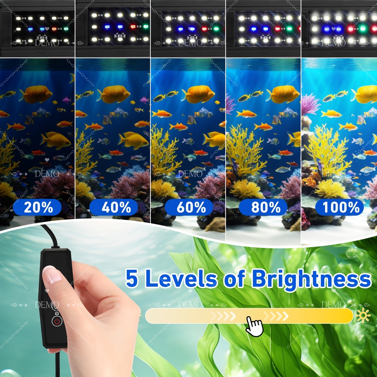 LED Aquarium Light Full Spectrum With Timer And Extendable Brackets