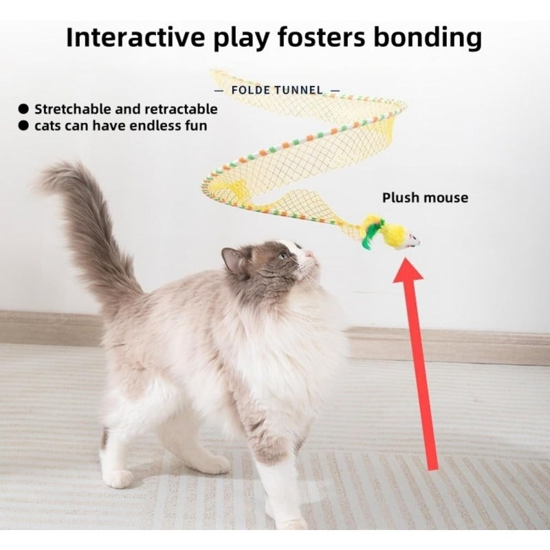 Collapsible Cat Tunnel Toy With Hanging Ball For Indoor Cats