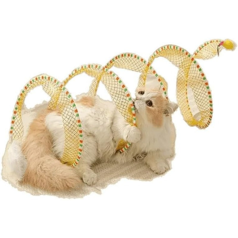 Collapsible Cat Tunnel Toy With Hanging Ball For Indoor Cats