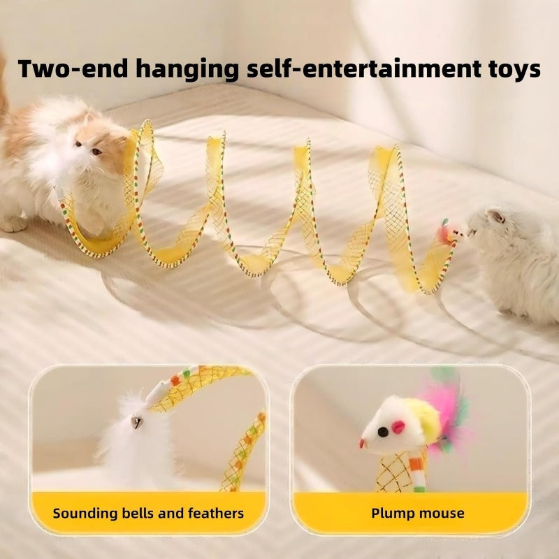 Collapsible Cat Tunnel Toy With Hanging Ball For Indoor Cats