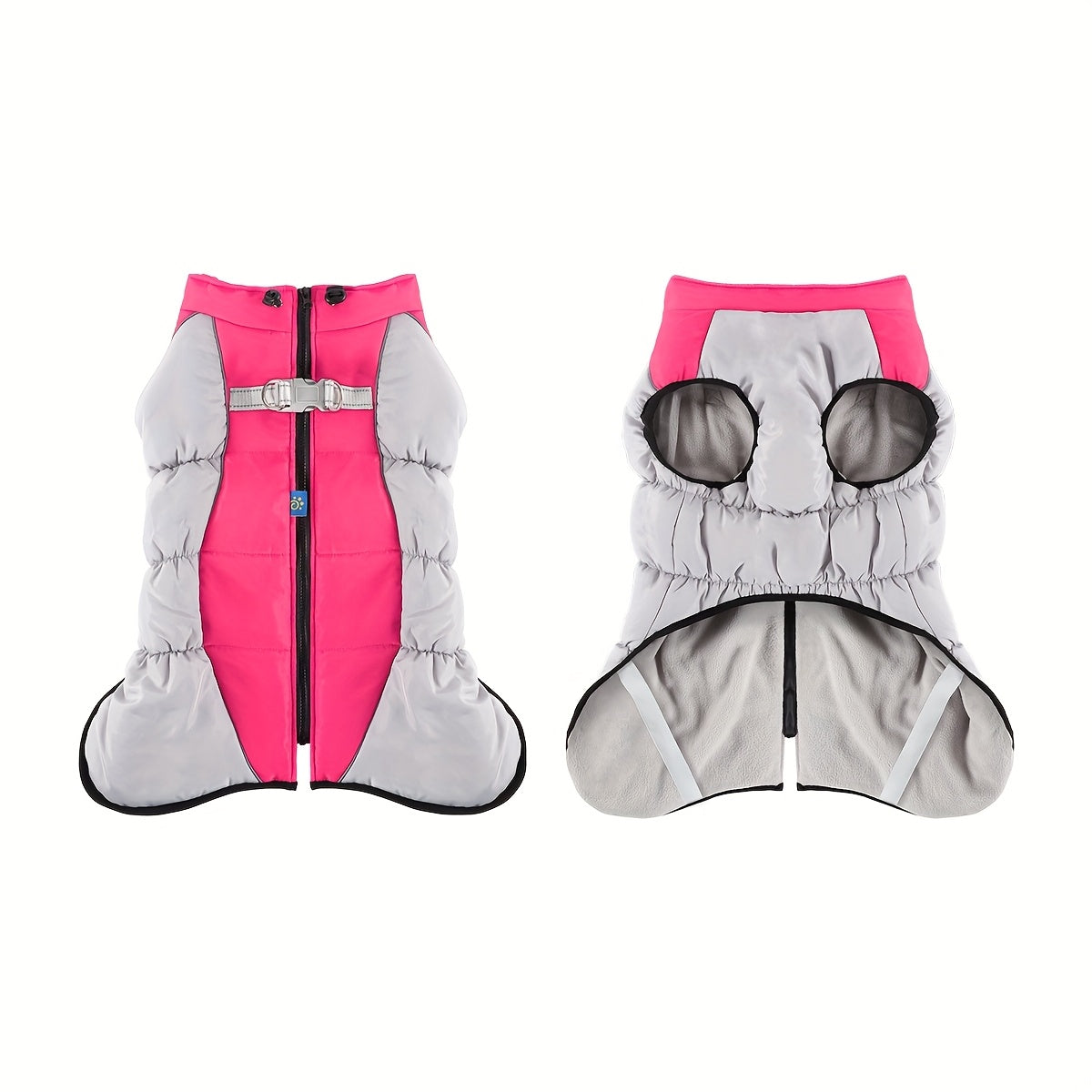 Windproof Dog Winter Jacket With Zipper Closure And Adjustable Strap