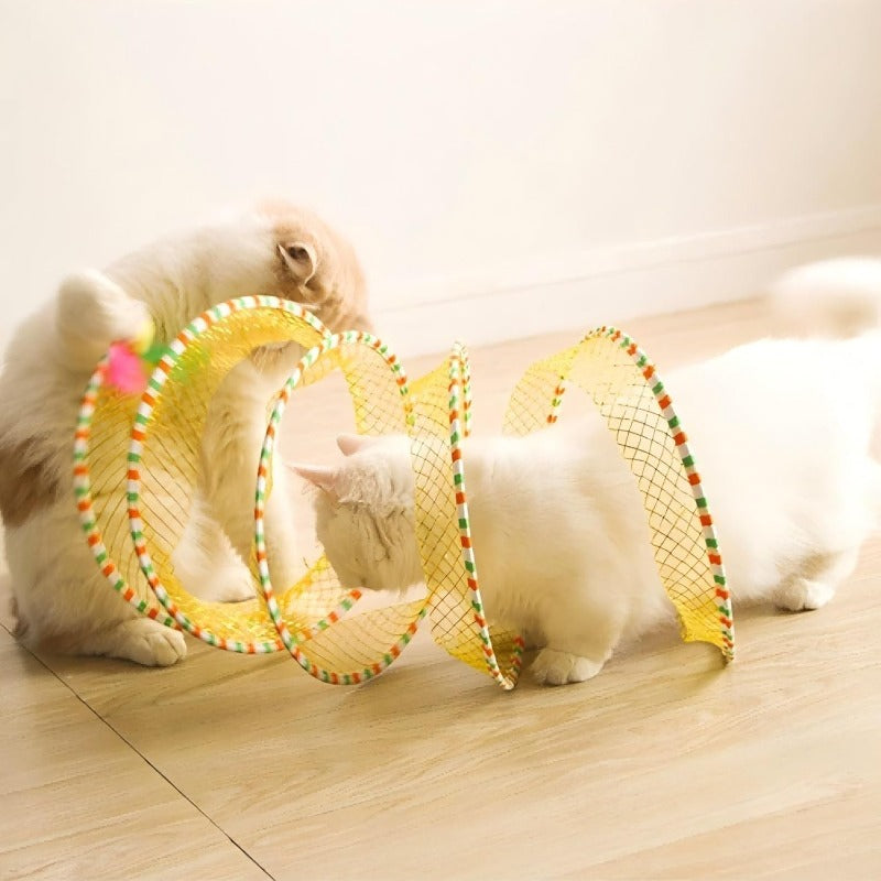 Collapsible Cat Tunnel Toy With Hanging Ball For Indoor Cats
