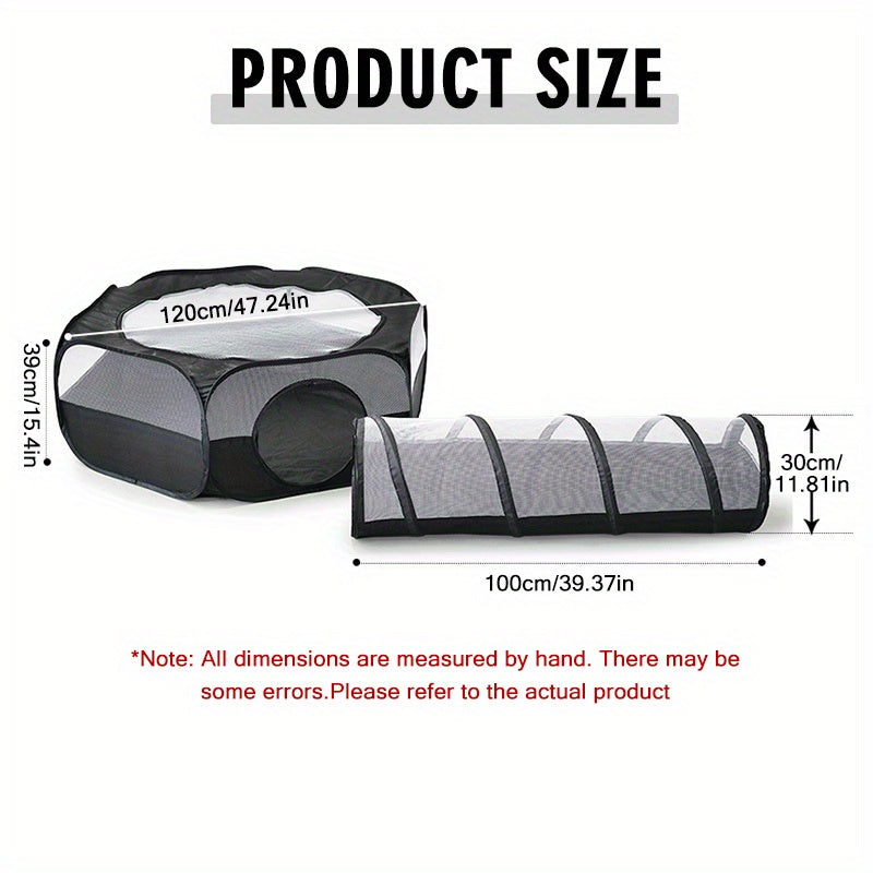 2 Pack Foldable Cat Tunnel Playpen With Removable Top Cage