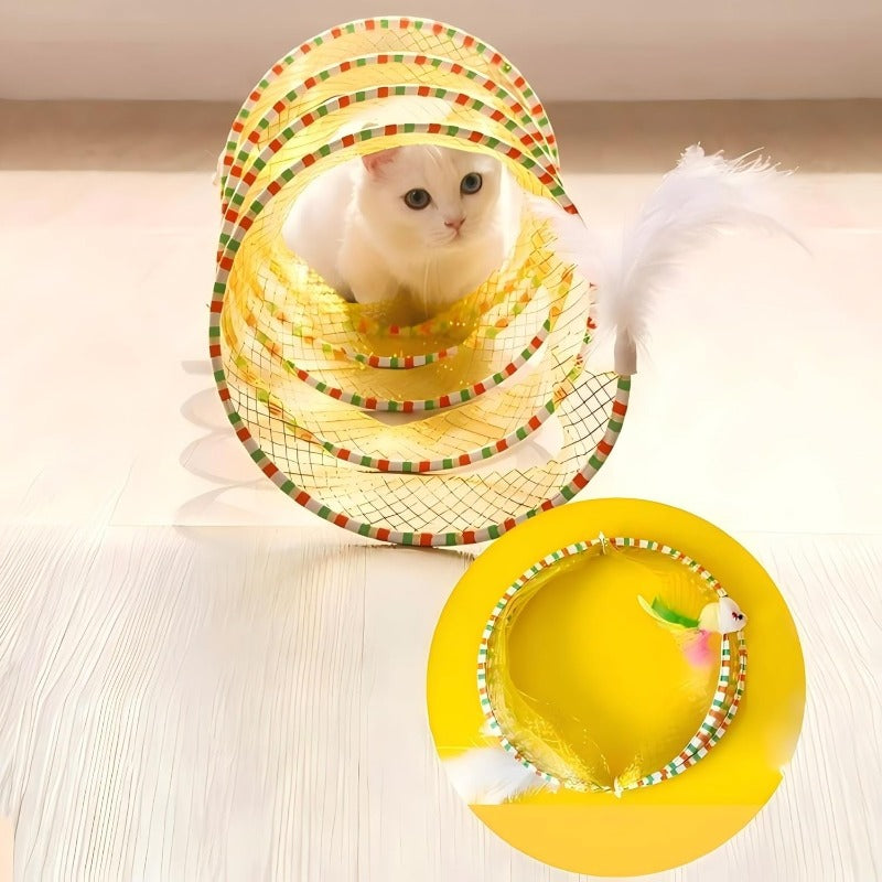 Collapsible Cat Tunnel Toy With Hanging Ball For Indoor Cats