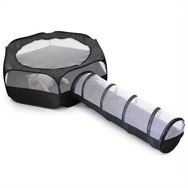 2 Pack Foldable Cat Tunnel Playpen With Removable Top Cage