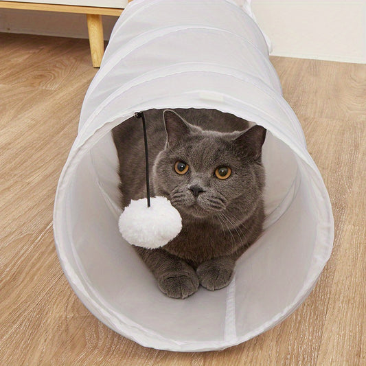 Foldable Cat Tunnel With Hanging Ball Interactive Play Tube Cats