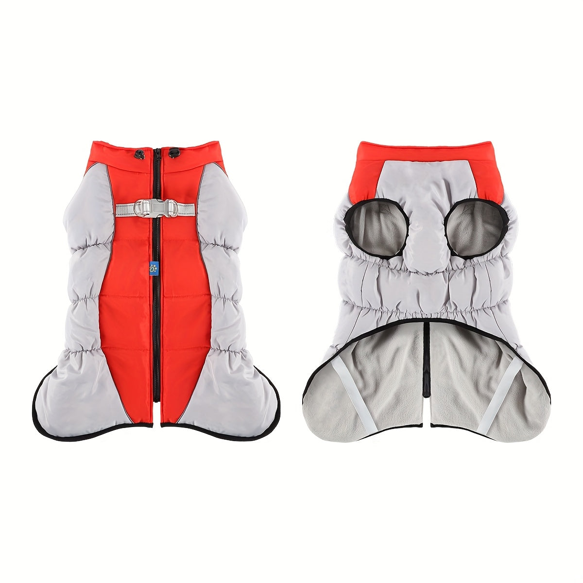 Windproof Dog Winter Jacket With Zipper Closure And Adjustable Strap