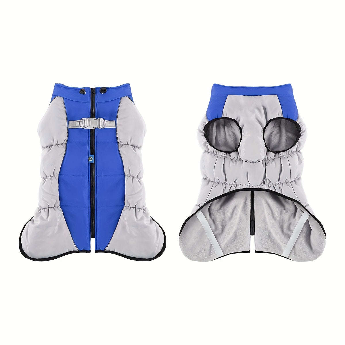 Windproof Dog Winter Jacket With Zipper Closure And Adjustable Strap