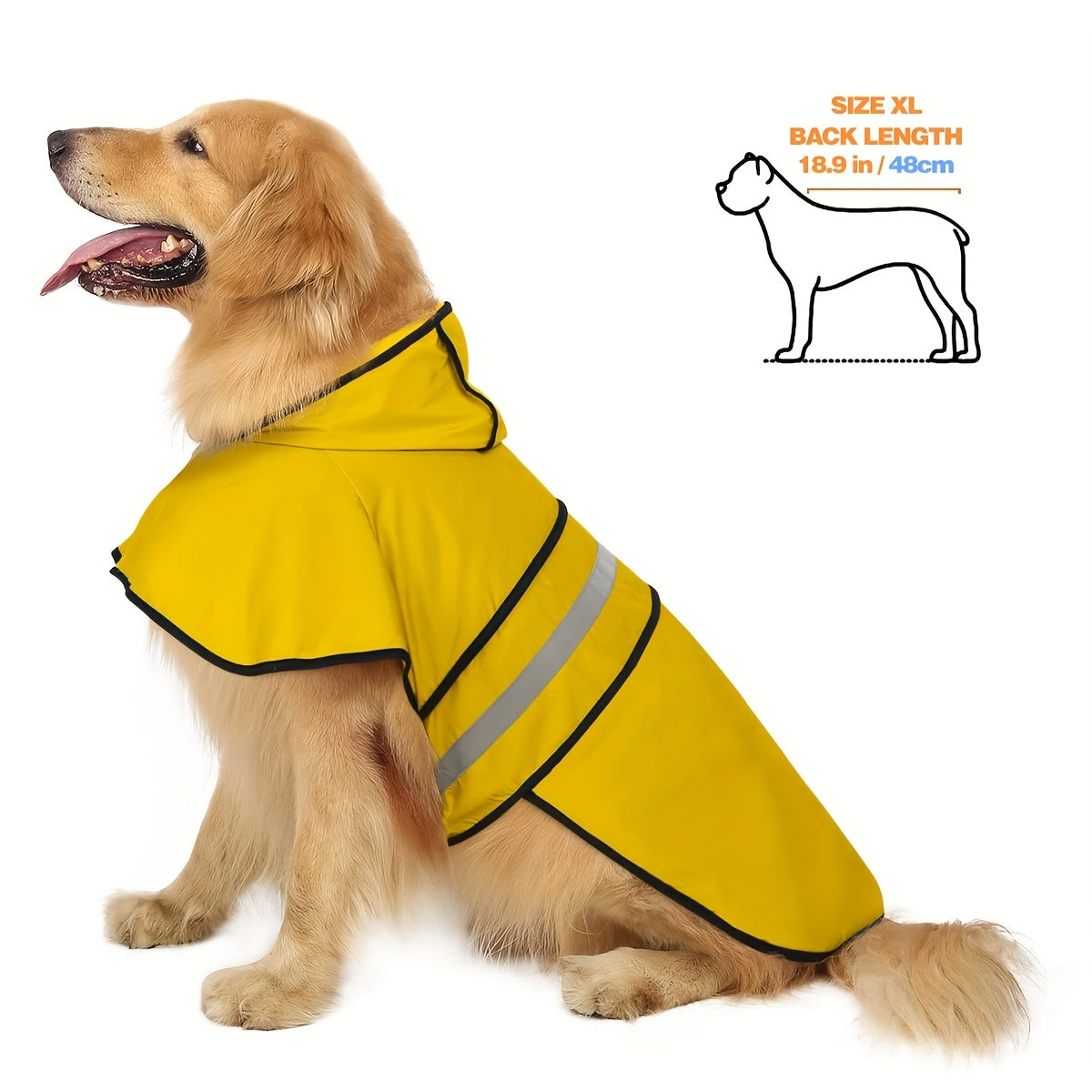PAIAITE Reflective Dog Raincoat Waterproof Hooded Poncho Adjustable
