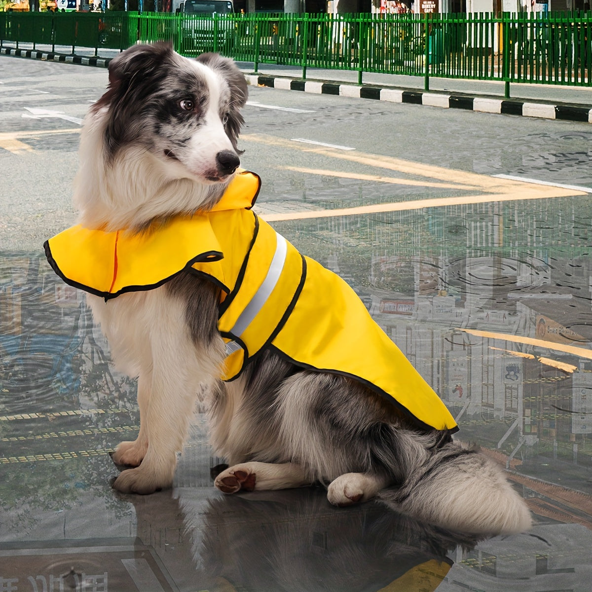PAIAITE Reflective Dog Raincoat Waterproof Hooded Poncho Adjustable