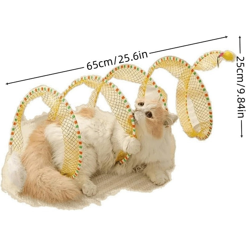 Collapsible Cat Tunnel Toy With Hanging Ball For Indoor Cats