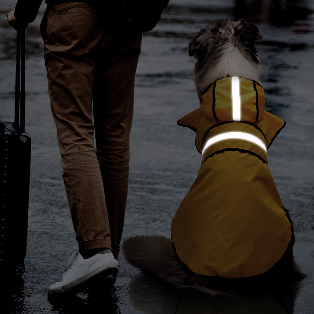 PAIAITE Reflective Dog Raincoat Waterproof Hooded Poncho Adjustable