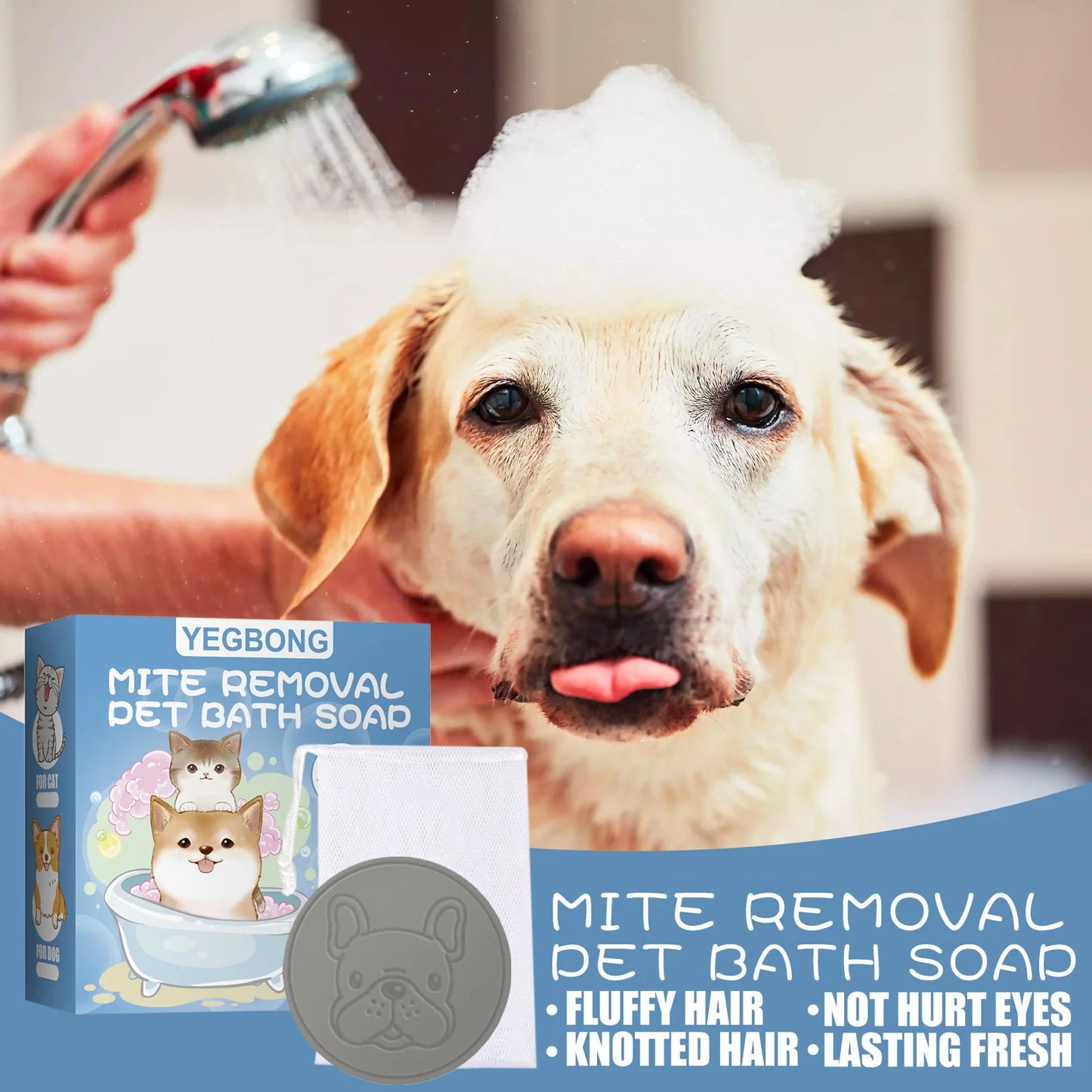 Yegbong Pet Mite Removal Bath Soap for Dogs and Cats