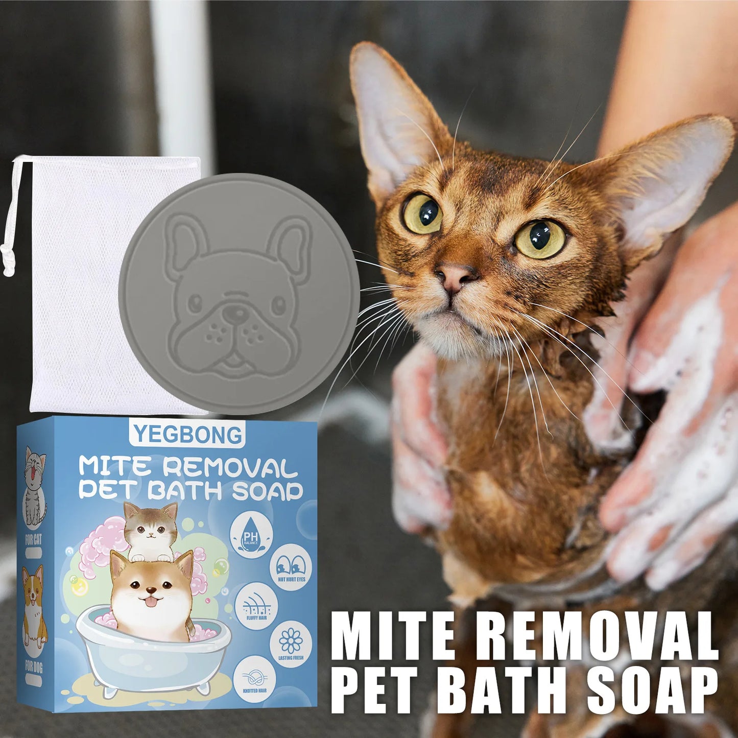 Yegbong Pet Mite Removal Bath Soap for Dogs and Cats