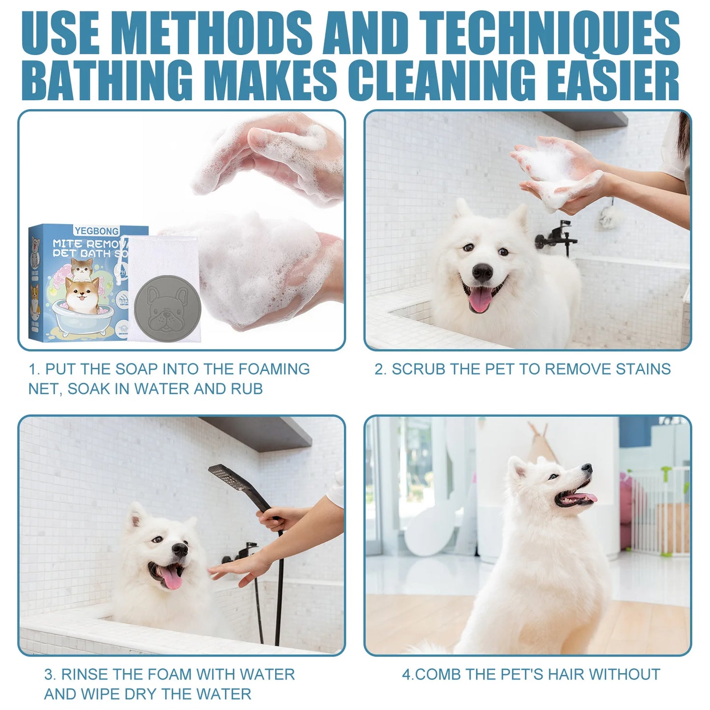 Yegbong Pet Mite Removal Bath Soap for Dogs and Cats