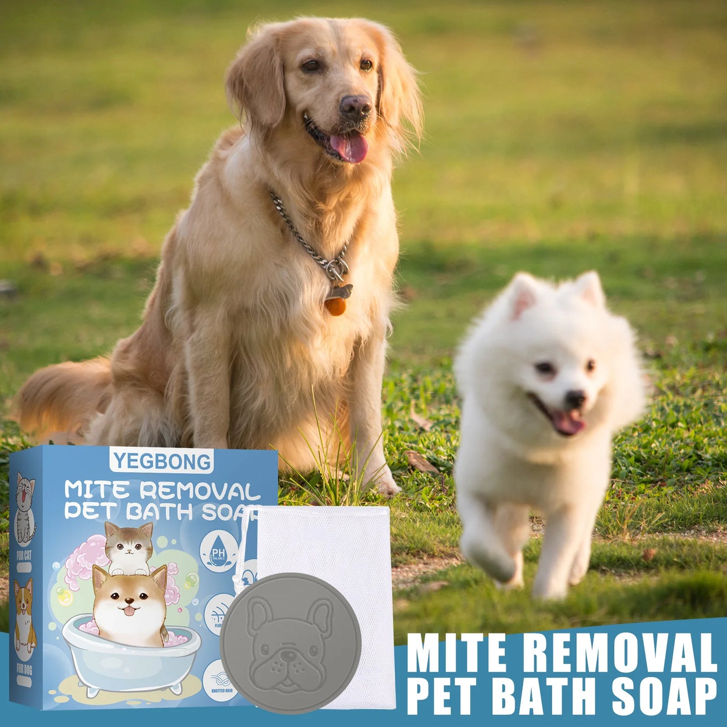 Yegbong Pet Mite Removal Bath Soap for Dogs and Cats