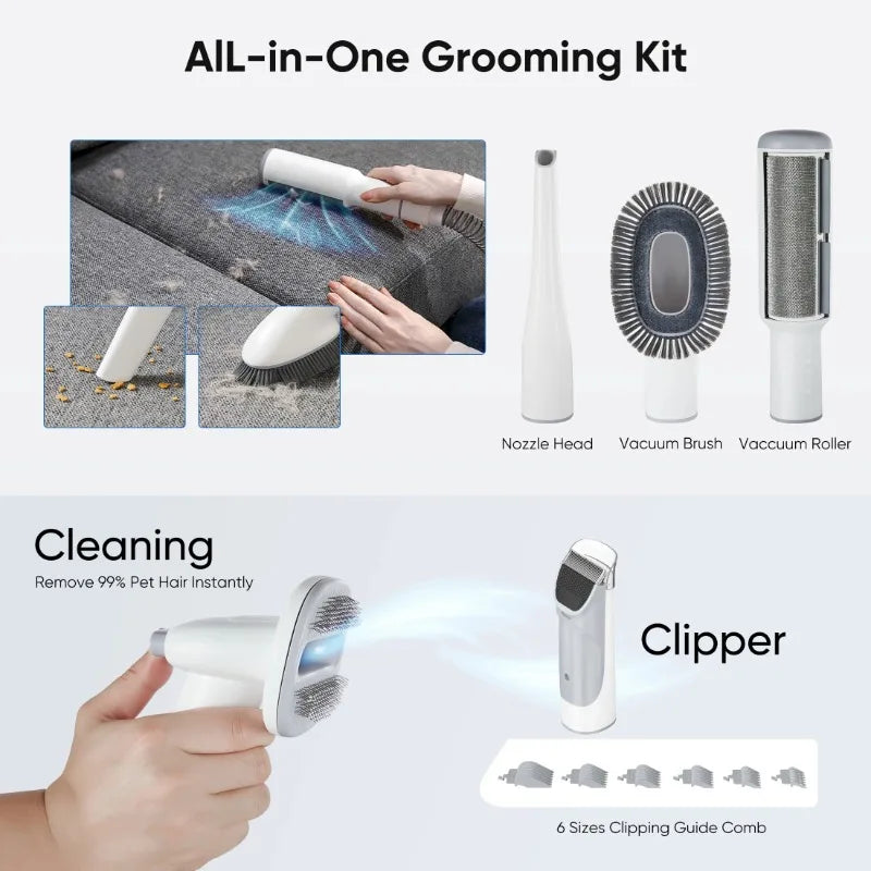 edx Dog Grooming Kit, 2.5L Pet Hair Grooming Vacuum, 5-In-1 Electric Clippers Cleaning Sets For Dog/Cat/Other Animals