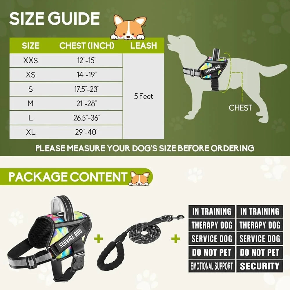 Alma's Pet Supplies Service Dog Harness Leash Reflective