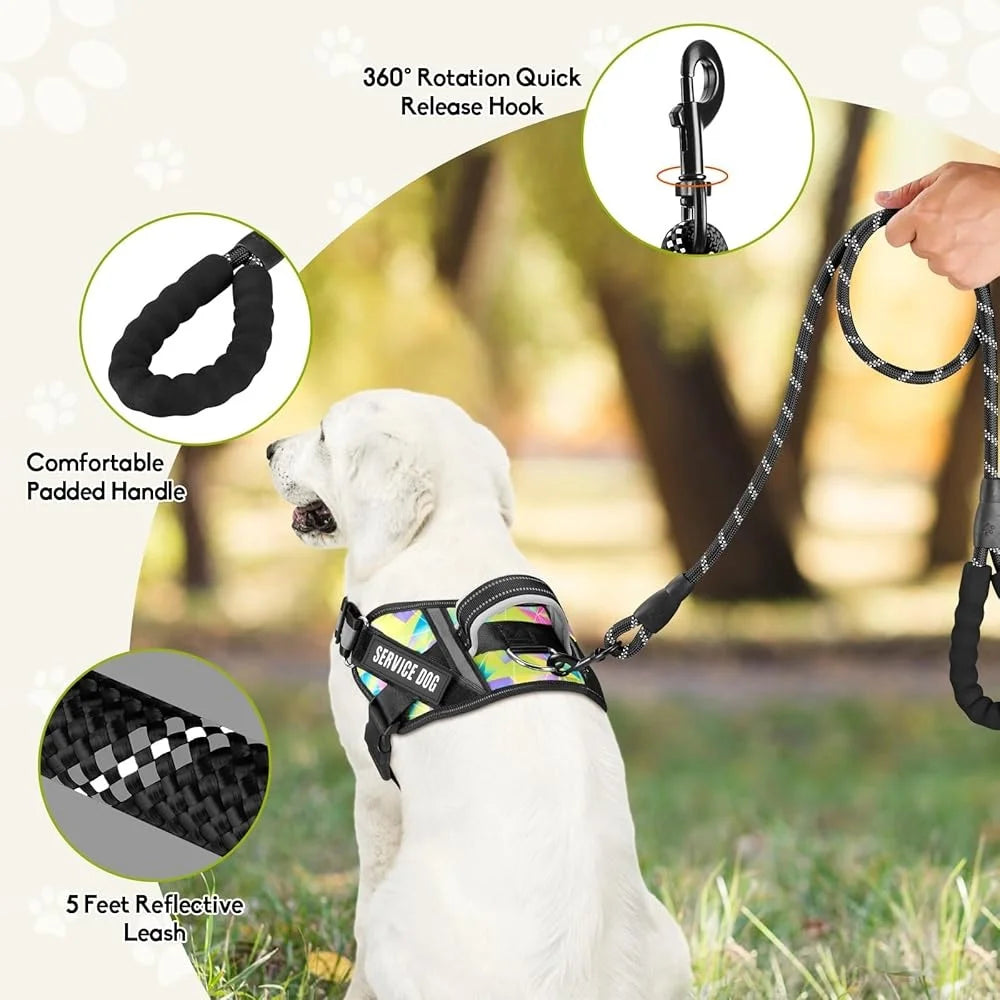 Alma's Pet Supplies Service Dog Harness Leash Reflective