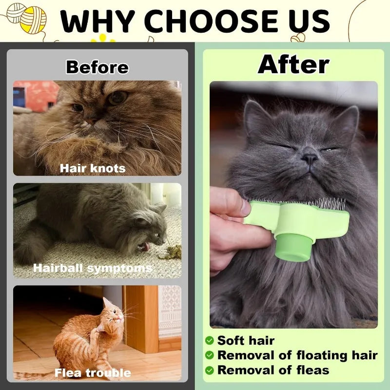 SUOJIH Self Cleaning Pet Hair Removal Comb For Cats Dogs