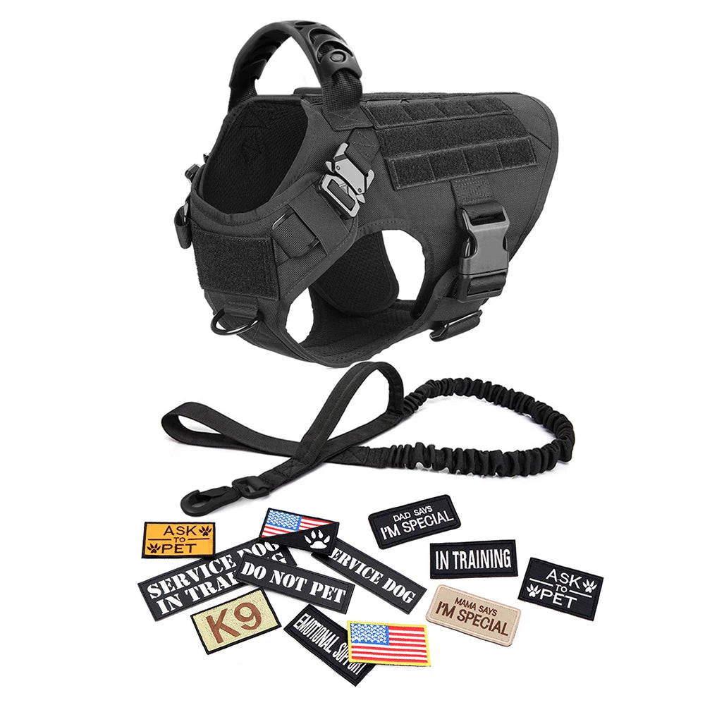 Tactical Dog Harness and Leash Set for Training and Outdoor