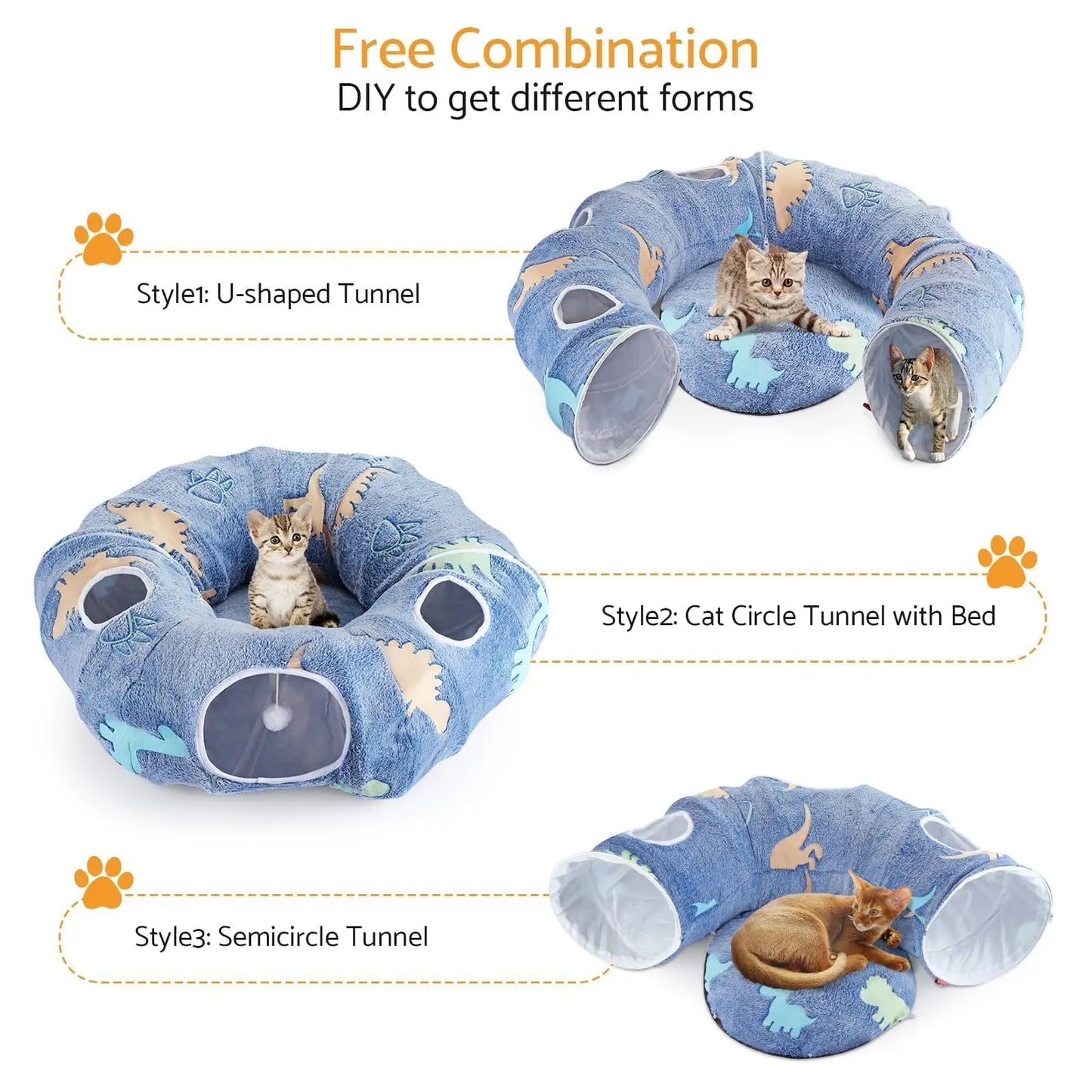 Hign Concerned Cat Tunnels 4 Entry Foldable Play System