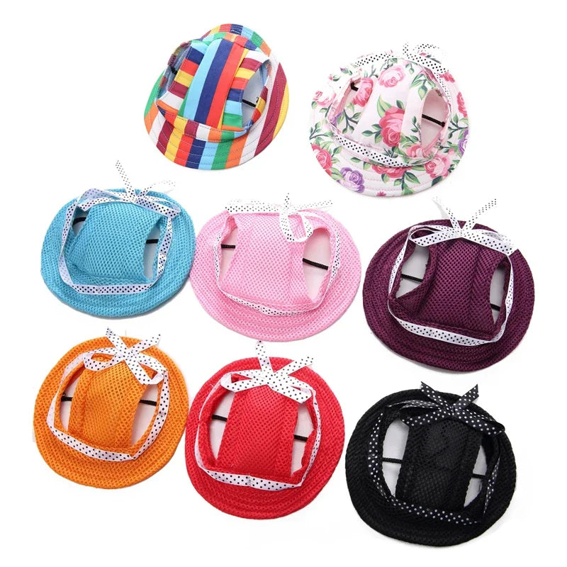 Dog Sunscreen Hat With Ear Holes Adjustable Outdoor Baseball Cap