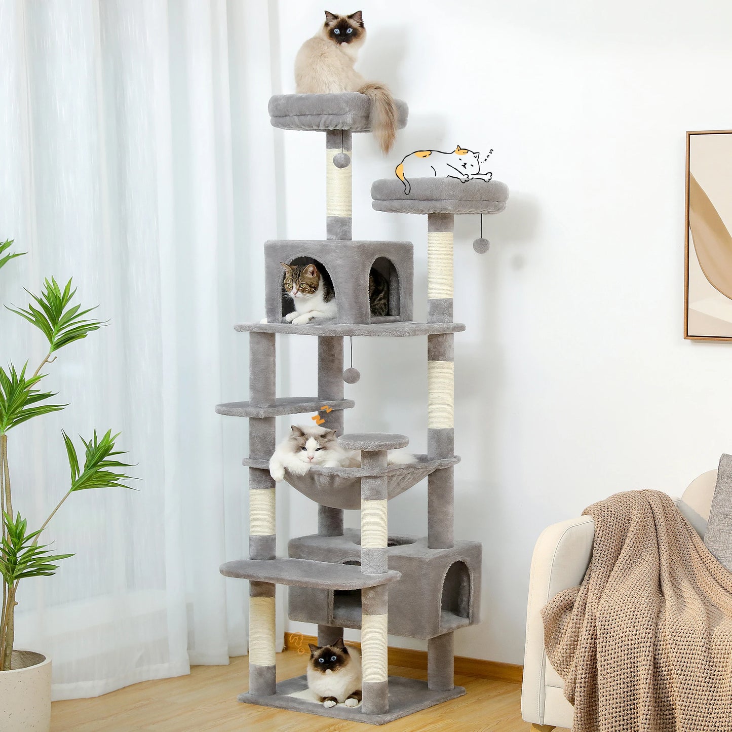 PAWZ Road Cat Tree Tower Indoor Cats With Sisal Posts