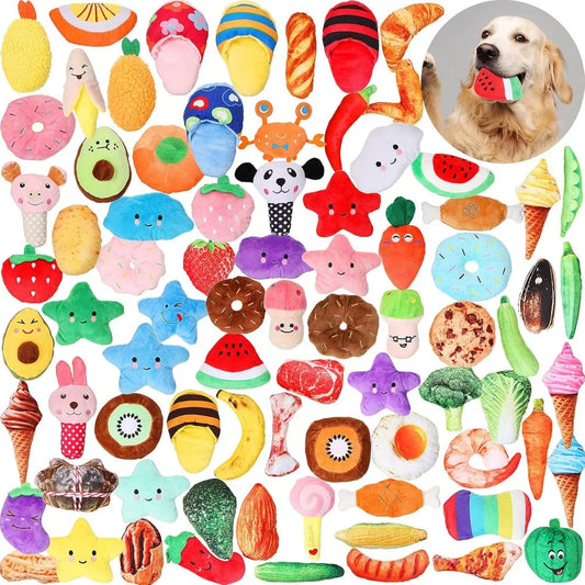 Hungdao 80 Pcs Dog Squeaky Toys Plush Chew Small Dogs