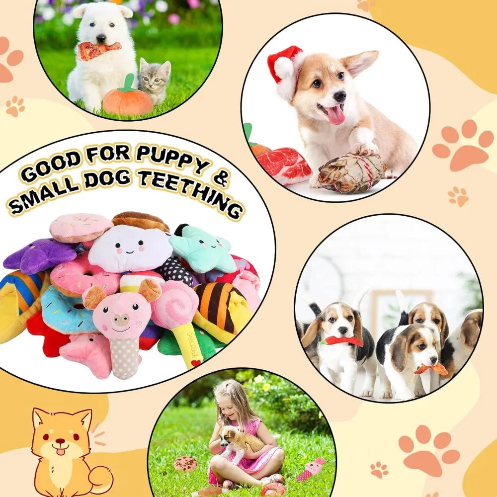 Hungdao 80 Pcs Dog Squeaky Toys Plush Chew Small Dogs