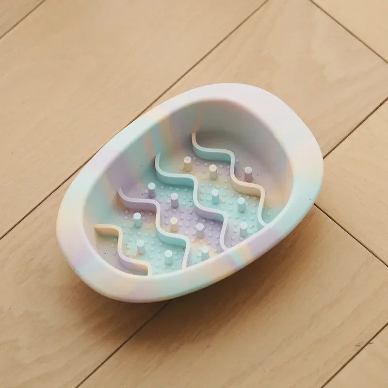 Anti Overturning Slow Eating Silicone Bowl For Cats And Dogs