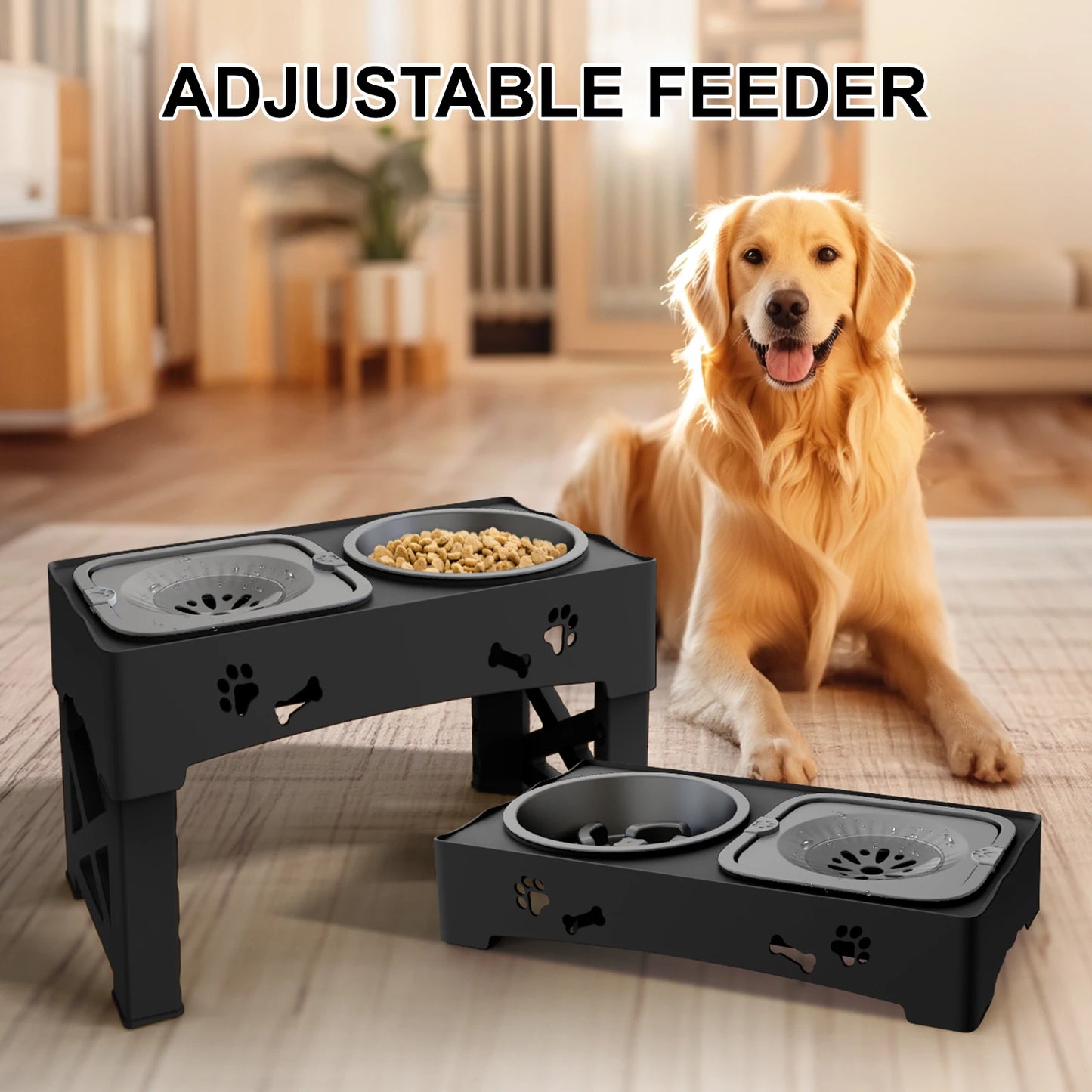 Feature Cat Dog Bowl 3 In 1 Slow Feeder Adjustable Design