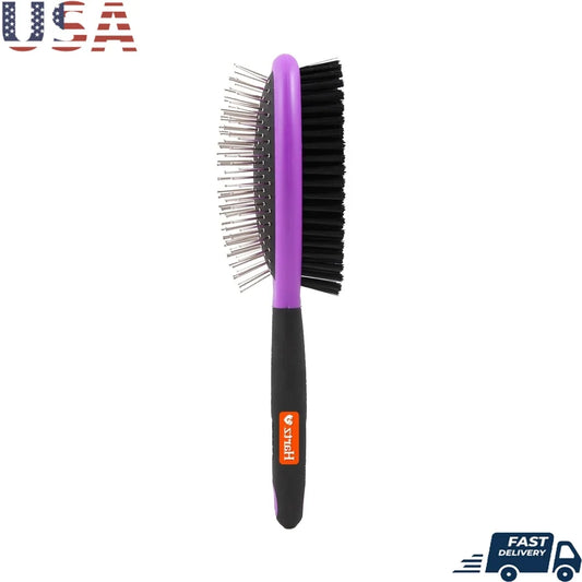 DUTRIEUX Double Sided Dog Grooming Brush Ergonomic Handle