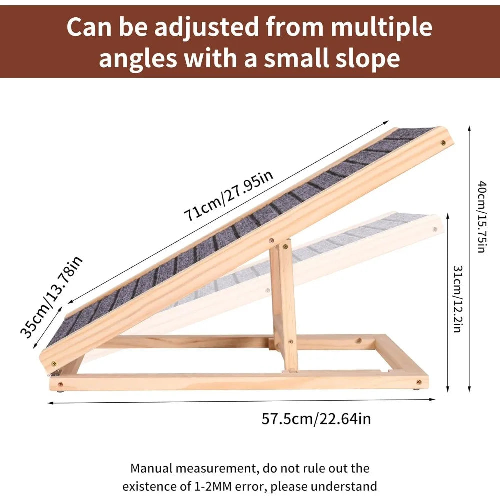 Adjustable Wooden Dog Ramp With Anti Slip Surface Indoor