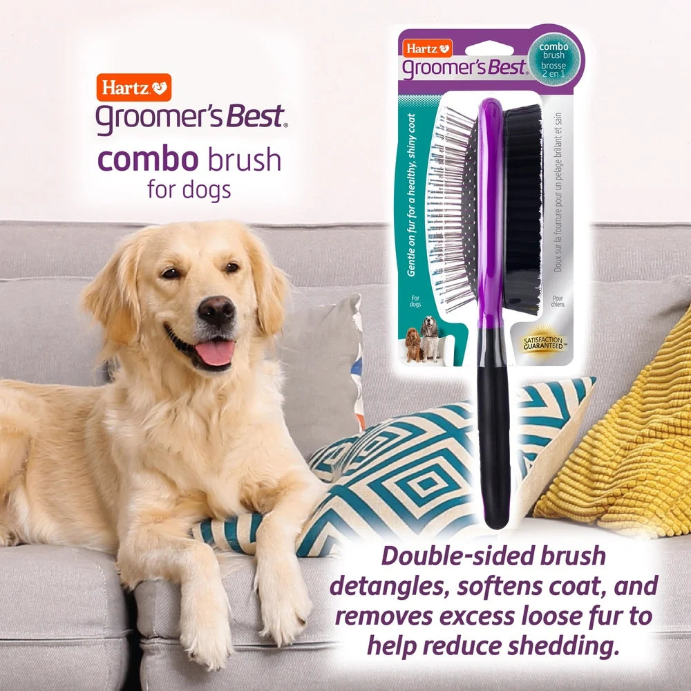 DUTRIEUX Double Sided Dog Grooming Brush Ergonomic Handle