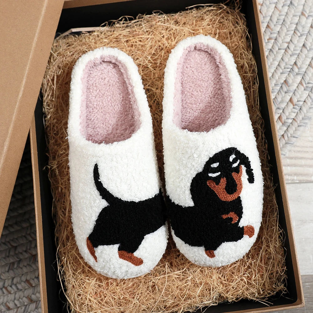 Shunmaii Plush Dachshund Slippers Indoor Outdoor Comfort