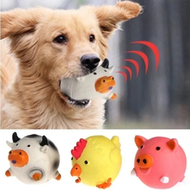 Choice Dog Squeak Toy Latex Pig Chicken Cow Designs