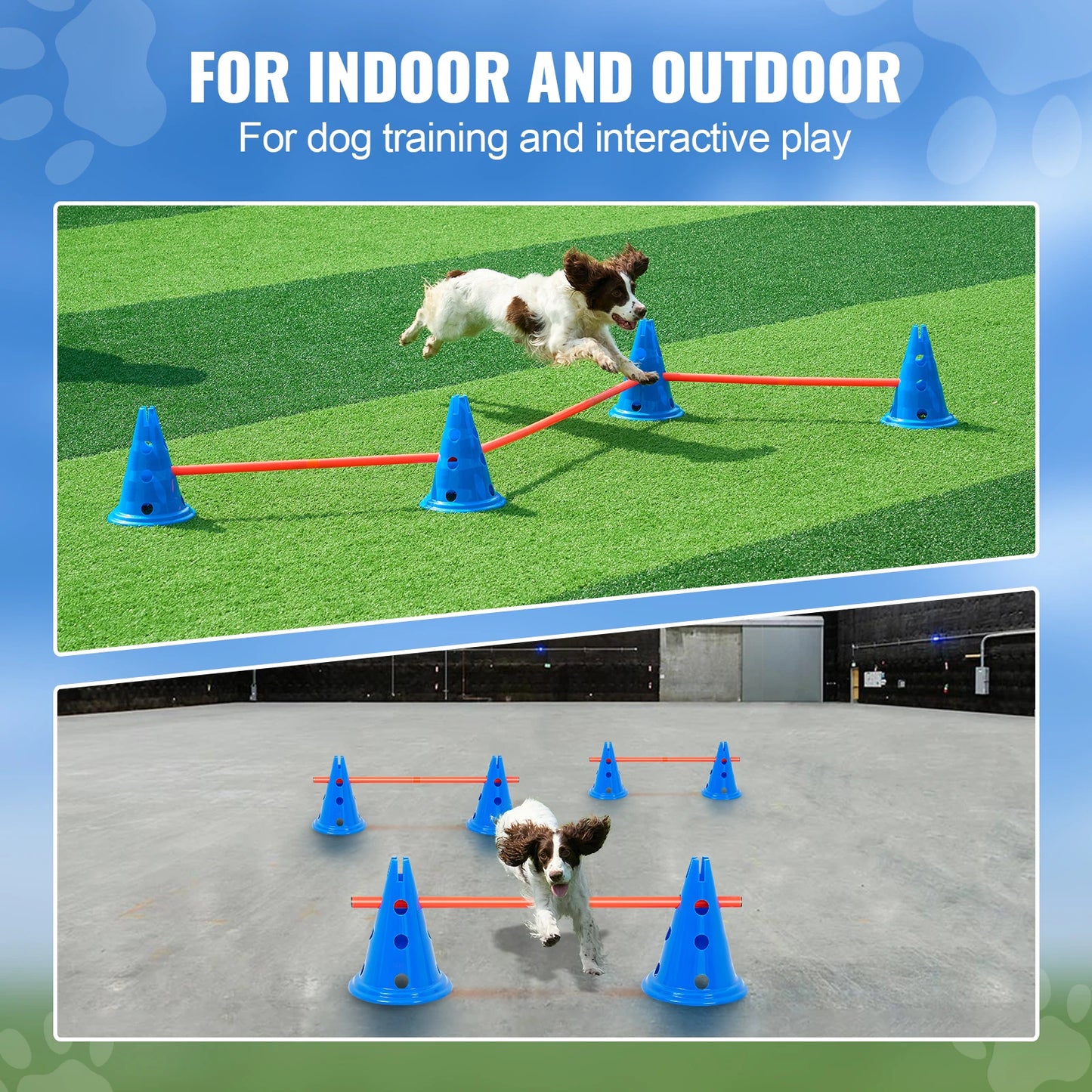 SucceBuy Dog Agility Hurdle Cone Set Adjustable Crossbar