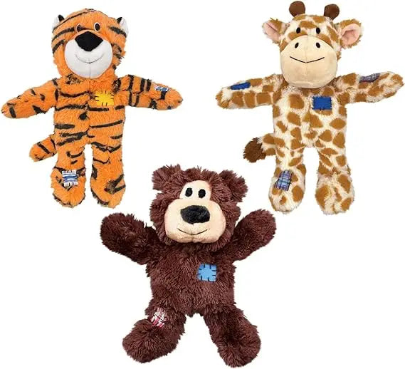 KONG Wild Knots Dog Toys 3 Pack Bear Giraffe Tiger
