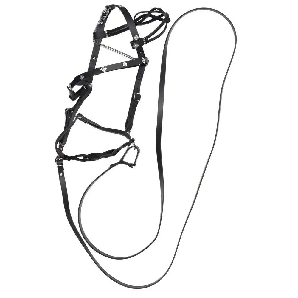 PU Leather Horse Halter With Lead Rope Adjustable Buckle Ergonomic