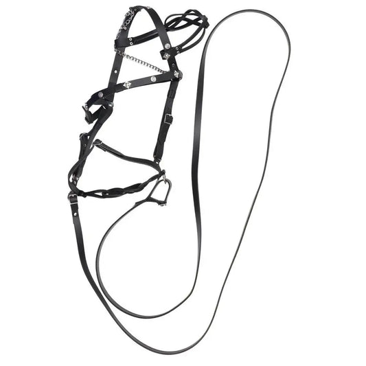 PU Leather Horse Halter With Lead Rope Adjustable Buckle Ergonomic