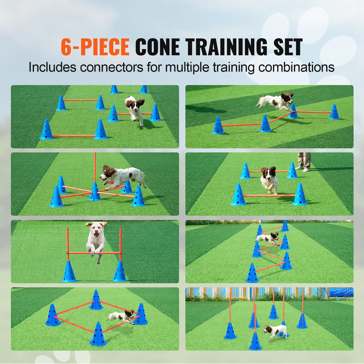 SucceBuy Dog Agility Hurdle Cone Set Adjustable Crossbar